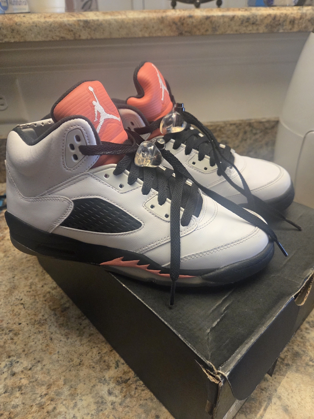 Air Jordan 5 Retro White Black Crimson Sneakers